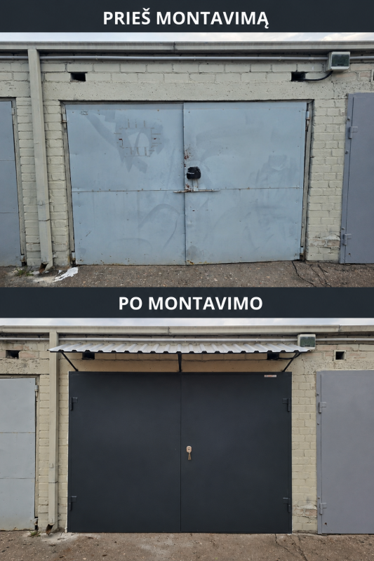 Metaliniai, atveriami garažo vartai.